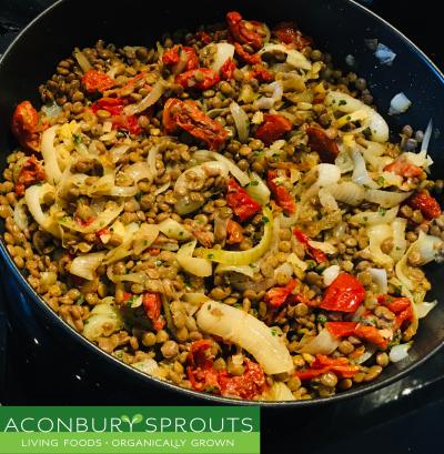 WARM GREEN LENTIL & ONION SALAD