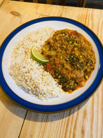 MUNG BEAN, TOMATO AND SPINACH CASSEROLE